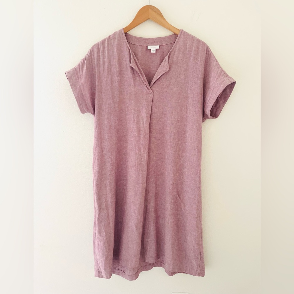 J. Jill Pure Jill Linen V-neck Tunic Shirt Dress - Picture 3 of 7
